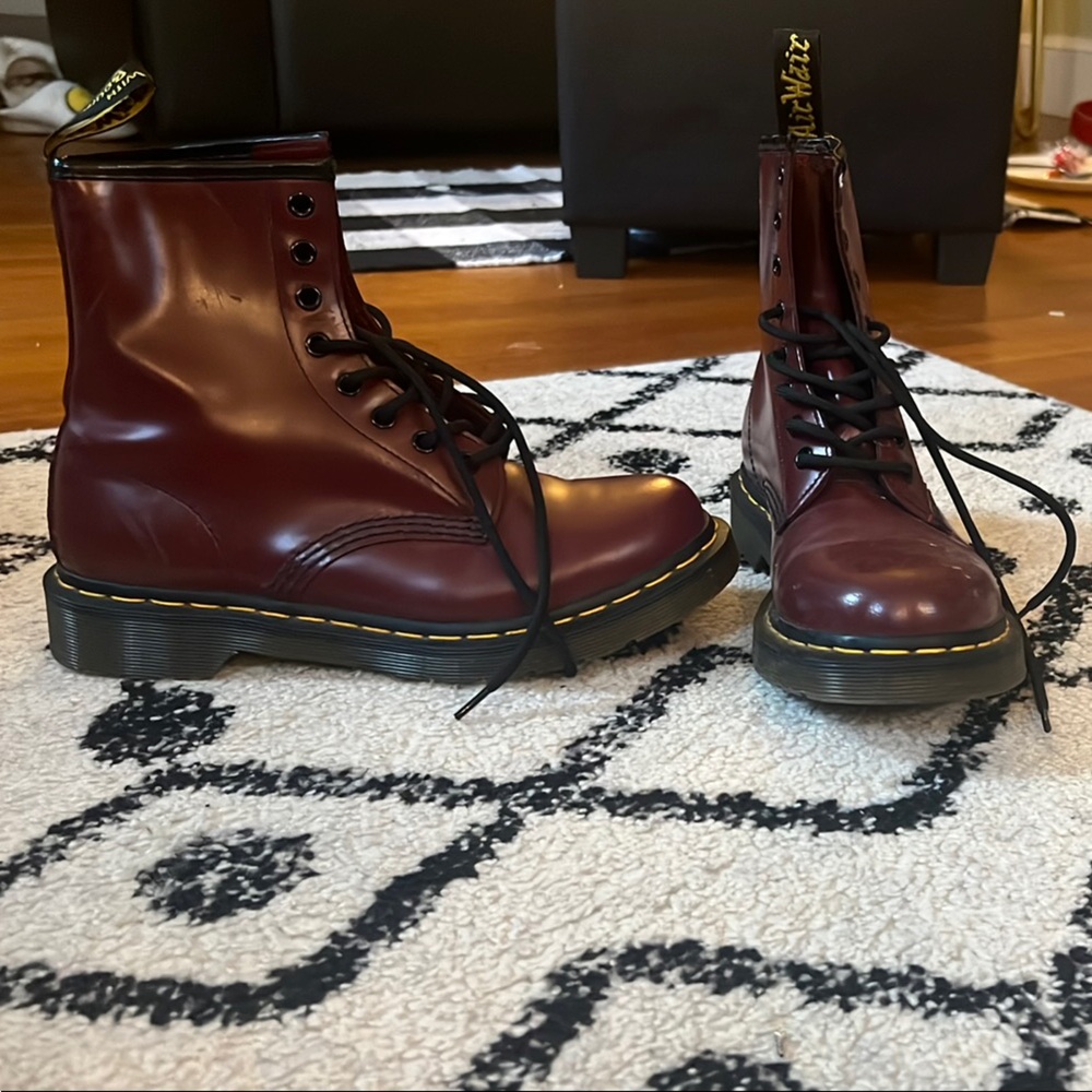 Dr. Martens Burgundy Leather Boots